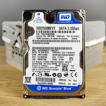 Жесткий диск Western Digital Blue 250GB 8MB 5400RPM 2.5" (WD2500BEVT) #Used